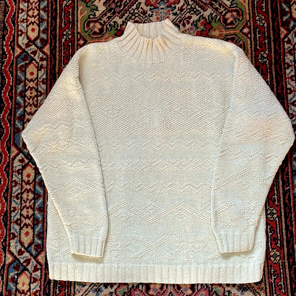 Ralph Lauren white knit sweater - silk, cotton, linen combo petite/medium